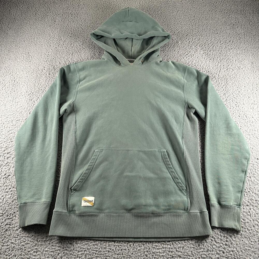 Tracksmith Hoodie Mens M Green Pullover Fleece Running Sweatshirt Logo Athletic